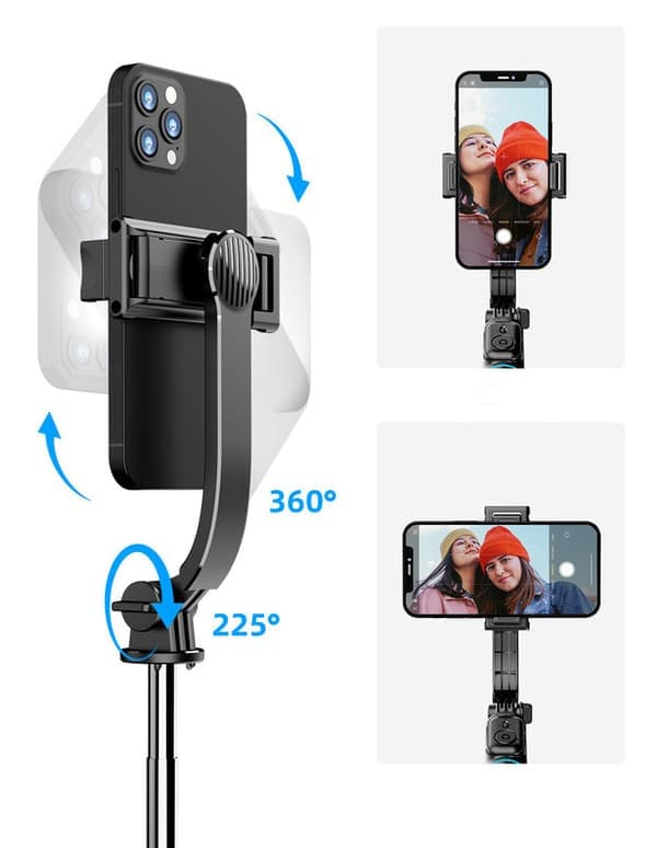 Selfie Stick/106cm Adjustable Tripod Mobile Stand with Bluetooth Remote Control, Detachable Clip, 360° Rotating Stand