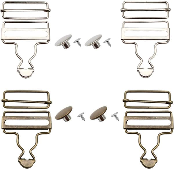 (Sølv, bronse) 4 stk. seler, metallhengsler, metallspenner med rektangulær form