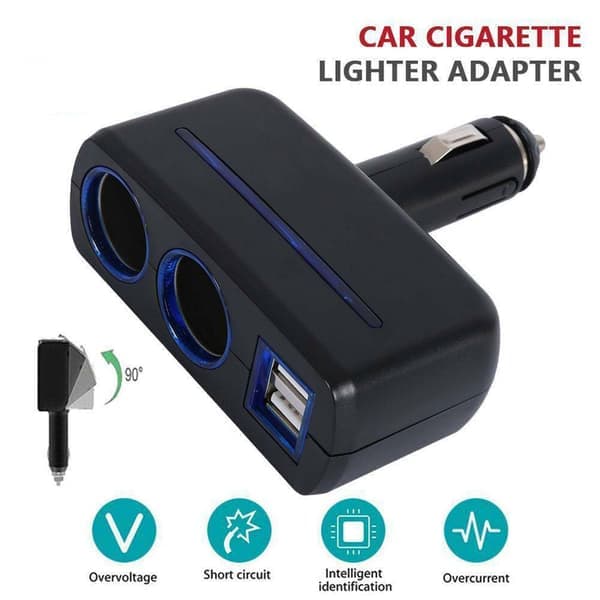 12V Bil Sigarettenneruttak Adapter Dobbel USB Dobbel Q2D3 Splitter Hurtigkobling