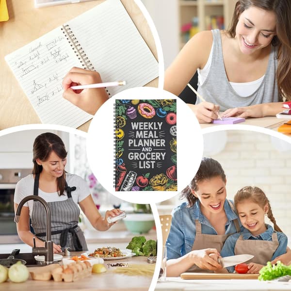 Meal Planner | 100 Pages Spiral Bound Schedule Journal Organizer | Meal Prep Notebook with Shopping Lists -.