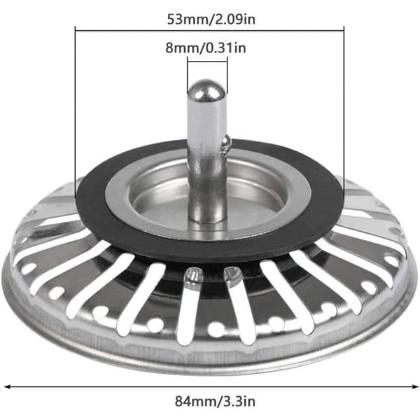 2-pack diskbänkssilpropp, köks-/badrumssil, 84 mm diameter med kuländeplugg i rostfritt stål