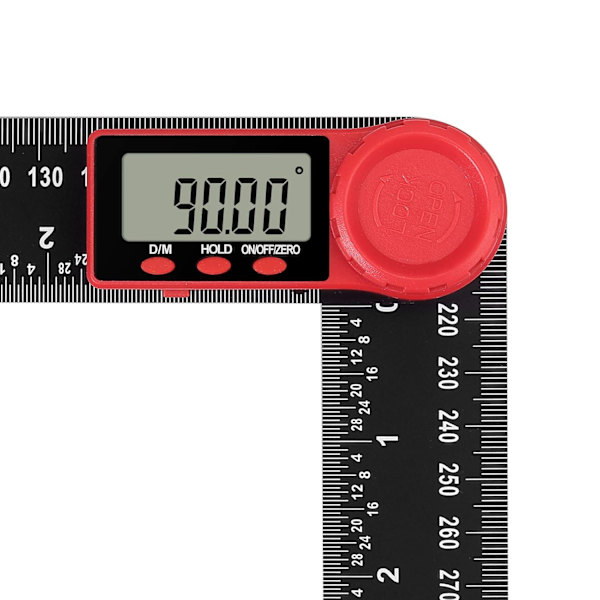 2 i 1 digital vinkelmätare, LCD digital vinkelmätare 8-tums 200 mm vinkelmätare, nollinställning, gradvis vändning och 0-360° låsfunktion för