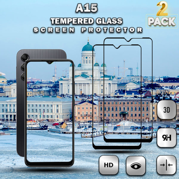 2-Pack Samsung Galaxy A15 - Härdat Glas 9H - Super Kvalitet 3D Skärmskydd