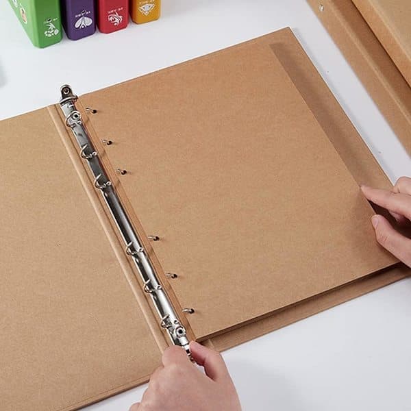 A5 6-rings ringbind, A5 ringbindsmappe, A5 ringbind 6 huller, Kraft A5 mapper til tilføjelse af brochurebeskyttelse scrapbogspapir løsblad, 2 stk.