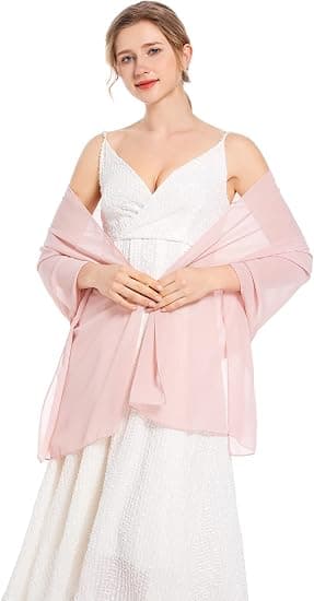 Shawls and Wraps Soft Chiffon Scarf for Evening Dresses Wedding Stole nude pink