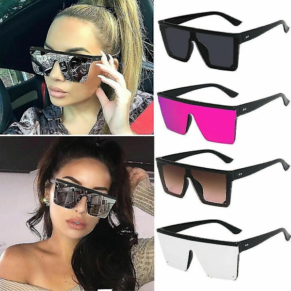 Oversized Square Sunglasses Women Fashion Flat Top One Piece Shade Mirror Uv400 K K