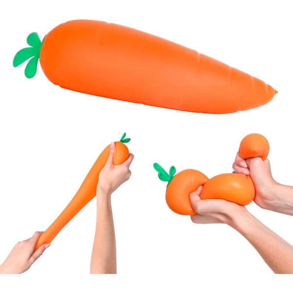 Gulerodslegetøj, kæmpe 30 cm blød stresslindrende grøntsag, orange (1 stk.)
