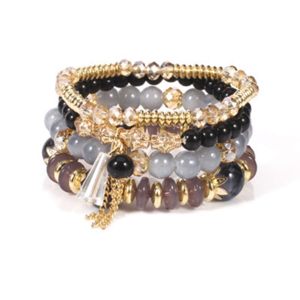 7 set bohemiska stapelbara pärlor armband för kvinnor flickor Boho flerlagers stretch träpärlor armband, statement charm armband