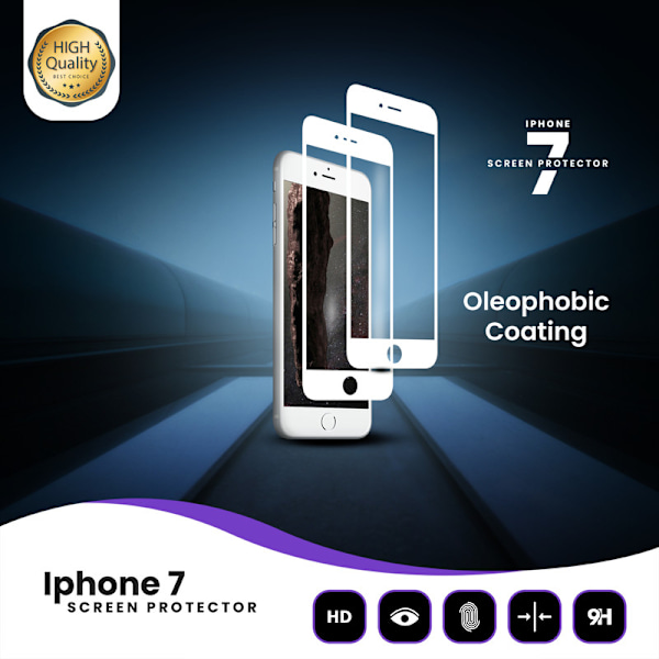 2-Pack Iphone 7/8 Vit - 9H Härdat Glas - 3D Skärmskydd Vit Vit