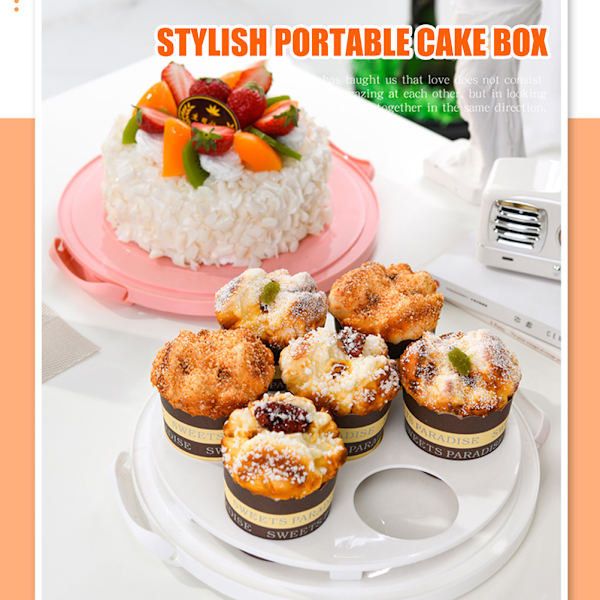 Tårtbärare Lock med lock Dessert serveringsfat med handtag Cupcakehållare Pajer Display med bas