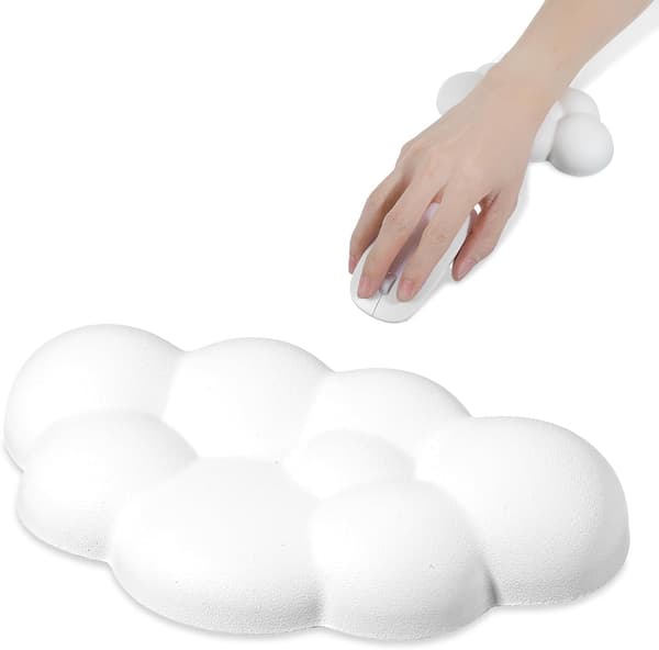 Cloud handledsstöd - Molnhandledsstöd för mus - Tangentbord med PU-läder - Molnhandledsstöd för allmän dator-, kontors- och hemmabruk vit