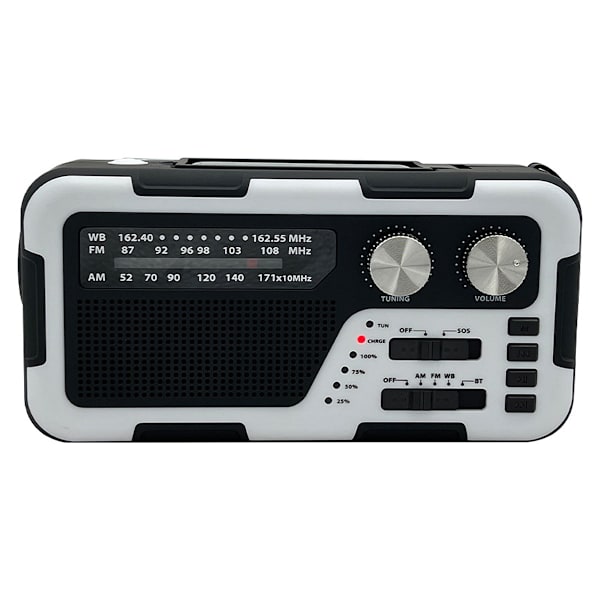 Nödväderradio  Bärbar med solladdning, handvev, AM/FM/NOAA väderradio