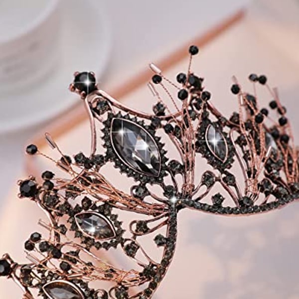 Gotiska kronor för kvinnor, bröllop tiara för brud, kristall prinsessa tiara, drottning krona, kostymfest hår accessoarer svart