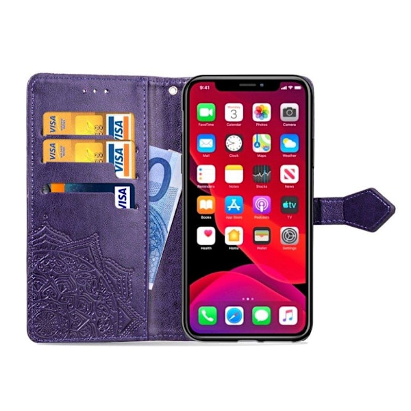 Mandala läder iPhone 11 fodral - Lila Lila