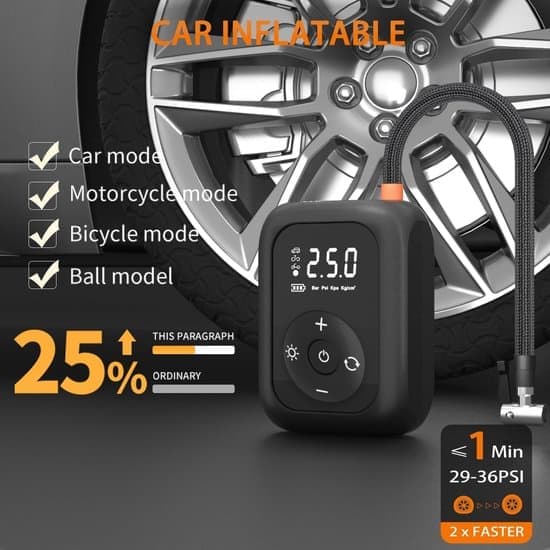Cykelluftpump - elektrisk cykelpump - cykelpumpar - Sladdlös bildäckspump - Elektrisk cykelpump - Bärbar luftkompressor med LCD-display