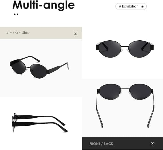 Retro Ovale Solbriller til Kvinder Mænd Trendy Solbriller Klassiske Nuancer UV400 Beskyttelse Sort/Grå