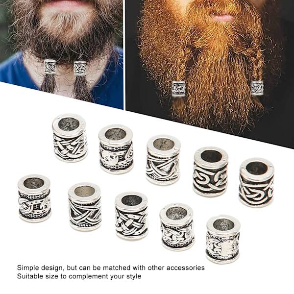 10 st Viking skäggpärlor i legering, antika nordiska dreadlockspärlor för skägg, hår, gör-det-själv-armband, halsband