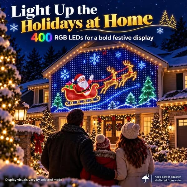 Jule-LED-net til hus & smart væggardin til udendørs brug - 400 LED RGB (2m*2m)