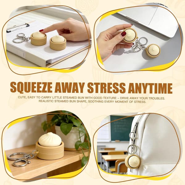 2-pack Dumpling Keyboard Push Pop Toy – Crisp Sounds, Buttery Smooth Stress Reliever, Remote Click Keychain, Silent Anxiety Fidget for Adults at Work