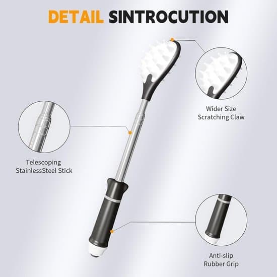 Adjustable Back Scratcher - Back Scratcher for Adults - Back Scratcher - Extendable - Relieves Itching - Portable Lightweight - Black