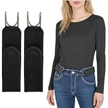 Velcro talje 2-pak elastisk spændeløst bælte med justerbar metalkrog og åndbart usynligt taljebånd til bukser og jeans Sort Sort