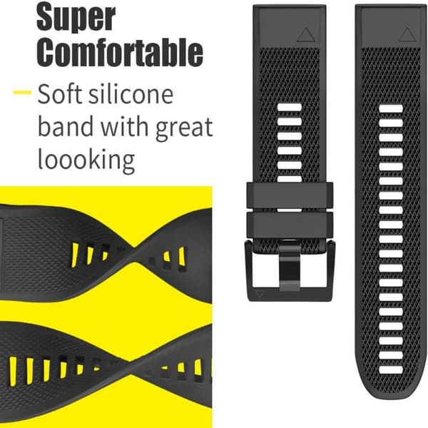 Til Fenix5/6/7/7x/6x/5X Rem 26mm Silikonearmbånd Black