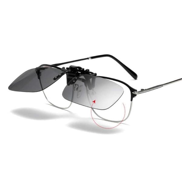 Clip-on solbriller med gule linser 43x60mm, natkørsel gul