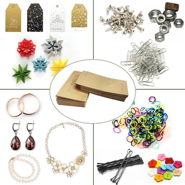 100-pack papperspåsar - mini kraftpapperspåsar - 10x6 cm - rivtåliga - kraftpappersfröpåsar