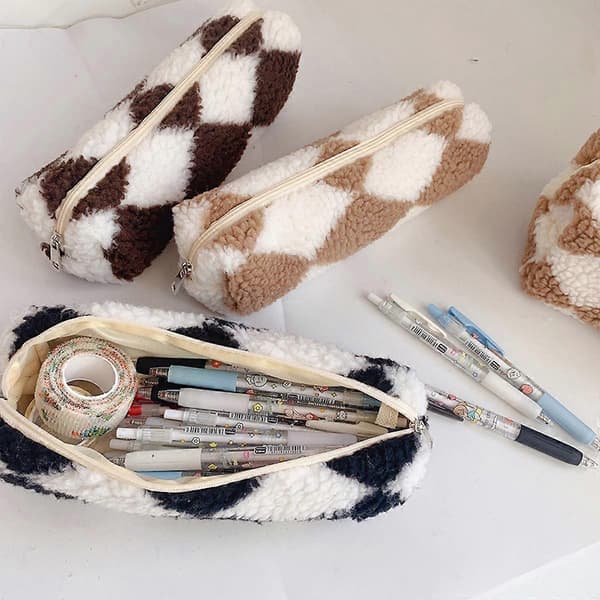 Multifunctional Canvas Makeup Organizer with Soft Plush Interior, Durable and Portable Storage for Cosmetics, Stationery, Small Electronics
