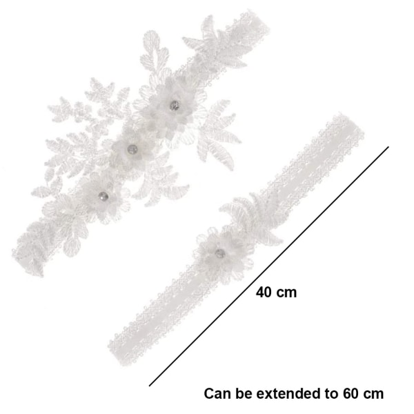 2 st bröllopsstrumpeband set spets brudstrumpeband stretchig blommigt strumpeband för brud blå