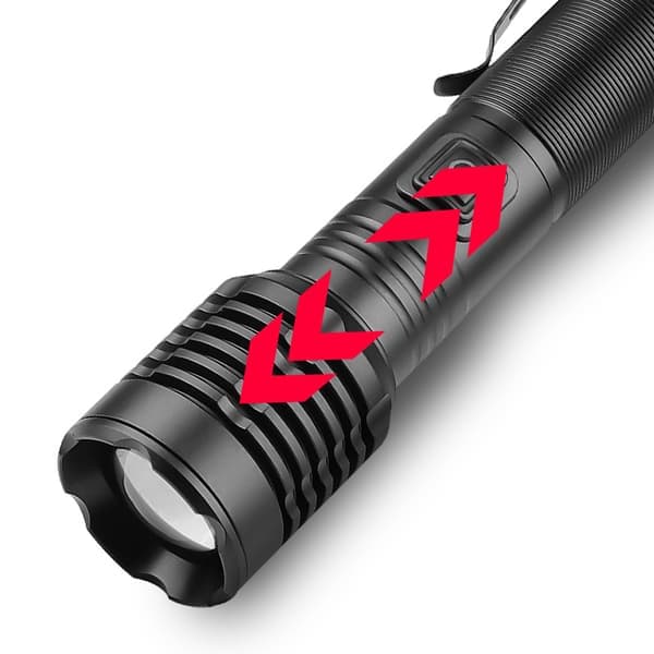 Rechargeable LED Flashlight USB Charged Battery Powered Portable Torch for Home Security IPX4 Water Resistant Bright Black