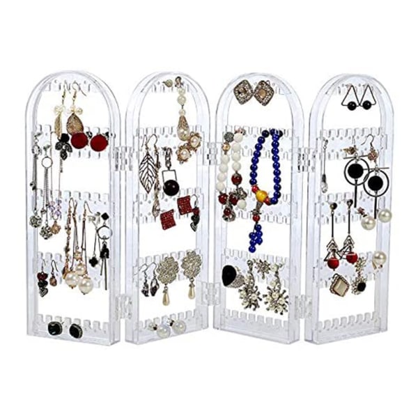 Smycken Organizer, Örhängehållare Ställ för 240 Par - Kompakt Stativ Akryl Halsbandshållare - Vikbar & Fristående Bordsskiva Smyckeshållare