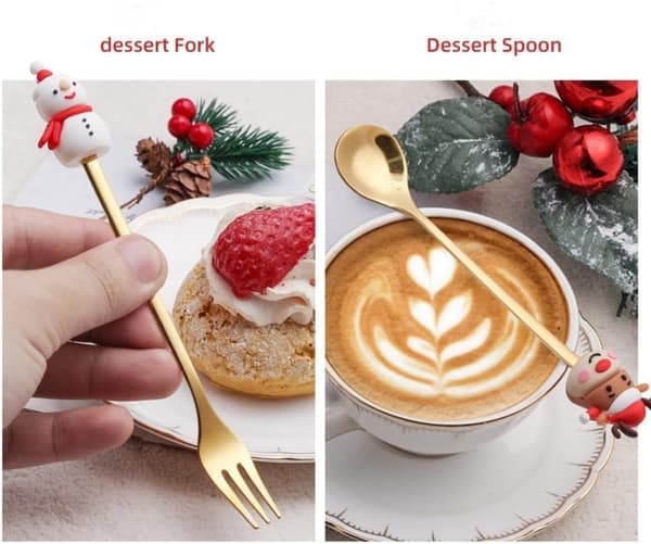 Christmas Stainless Steel Teaspoons for Home Use, Christmas Coffee Spoons, Stirring Spoons, Creative Cutlery Gift Box Packaging.