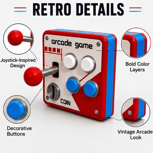 Retro Arcade Switch Panel, Fightstick Kit med Joystick