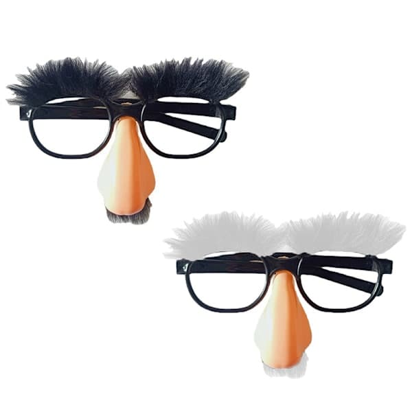 Halloween Kostyme Briller og Bart Morsom Voksen Stor Nese Fe Hvit OneSize Hvit White