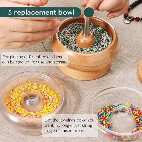 Bead Spinner for Jewelry Making, Easy Rotating Bead Spinner Kit with Trays, for Making Seed Bead and Clay Bead Bracelets