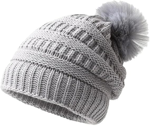 Women's Twisted Knit Beanie Thick Wool Hat Solid Color Warm with Drawstring Top Casual Style Provides Warmth.