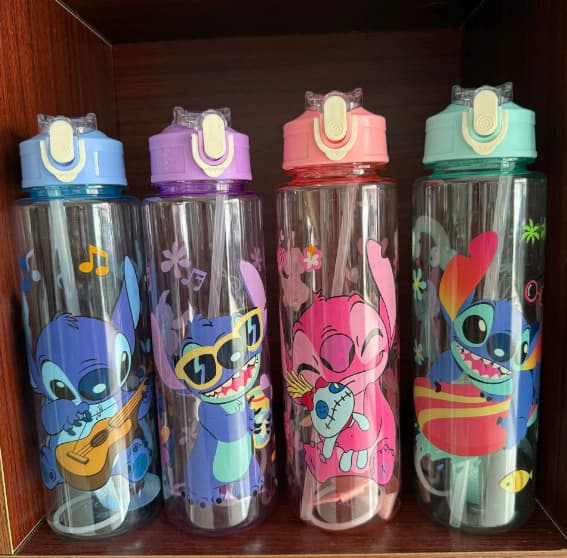 Trendig Monster Vattenflaska, 800ml, Rosa, Läckagesäker Sugrörsdesign i Plast, Tecknad Figur （Blå）
