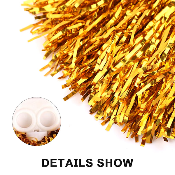 6 st Cheerleader Pom Poms Cheer Sports Party Dance Tillbehör (gyllene)