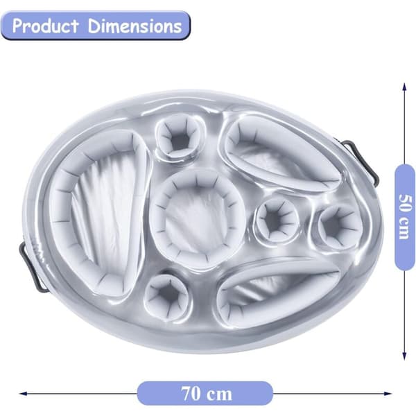 Inflatable Drink Holder. Floating Pool Bar with 8 Holes. Salad Drink Holder (Grey)