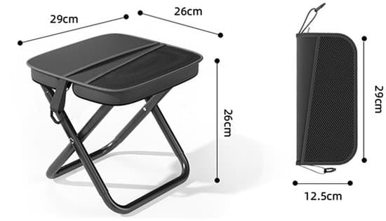 Handbag Stool - 1 Piece - Folding Stool - With Storage Bag - 28×26×23.5 cm - Shoulder Strap - Portable Stool - Folding Stool - Outdoor