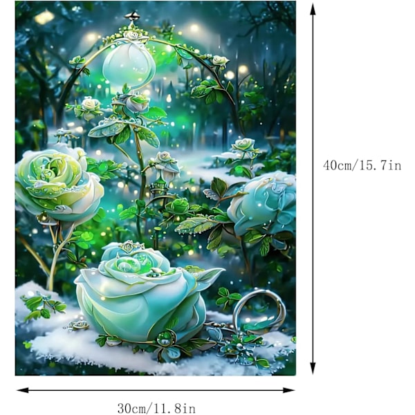 Nya (30 × 40 cm, Blomma S) Gör-det-själv diamond painting, Blommor 5d Diamant P