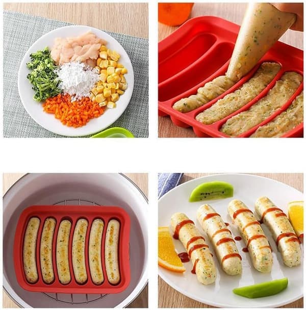 6-in-1 Sausage Maker, DIY Mold Making, Hot Dog & Ham Silicone Mold, Food Processor, Kitchen Equipment, Easy Installation