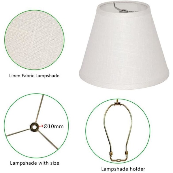 Mellanstor lampskärm, cylindrisk tygskärm för bordslampor och golvlampor, toppdiameter 5 tum X 9 tum bottendiameter X 7 tum hög,