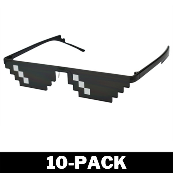 Svarta Thug Life Glasögon Meme Solglasögon Pixel 16bit Svart 10-Pack 10-Pack