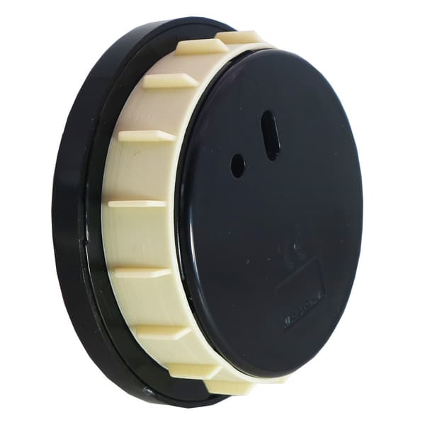 Quartz clock with 70 mm diameter and integrated dial, craft item, black dial with Roman numerals.