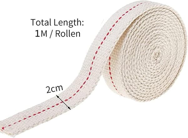 2 cm brede lampeveker 4 ruller 1 m flate bomullsveker erstatning oljelanterner vokser for oljebrenner parafin parafinbaserte lanterner (2 cm 4)