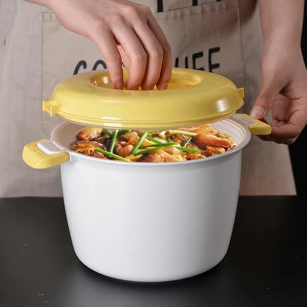 God varmelagring, spennedesign, mikrobølgesikker riskoker/damper, gul