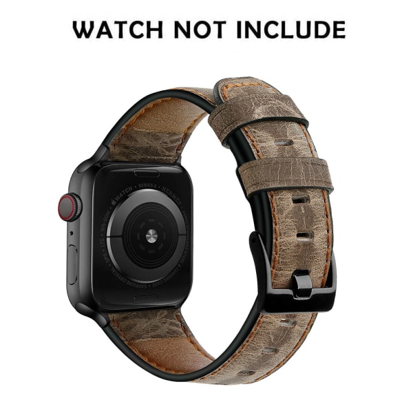 Läderband kompatibelt med Apple Watch, vintage armband ersättningsband kompatibelt med Apple Watch iwatch Series 5 4 3 2 1 38-40mm grå