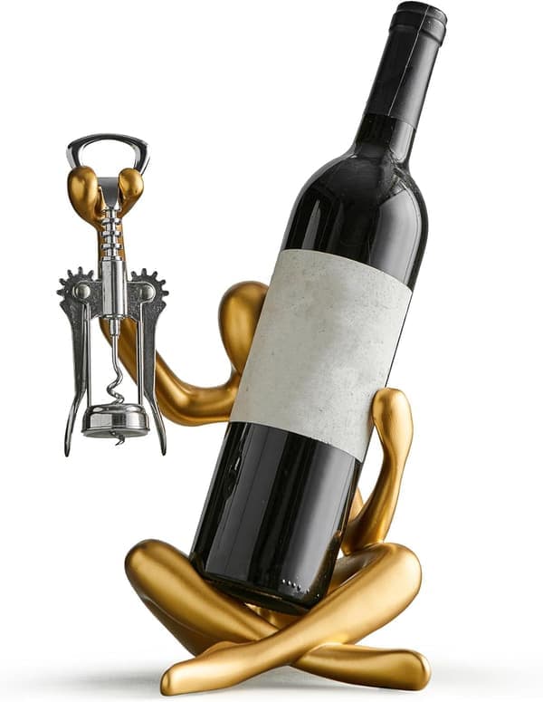 Abstract Wine Rack Home Decor, Resin Hollowed Design Decorative Wine Rack (Gold)